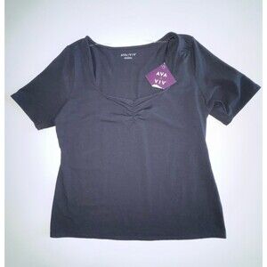 Ava & Viv Women's Black T-Shirt Short Sleeve V-Neck Tee Shirt Plus Size 1X NWT